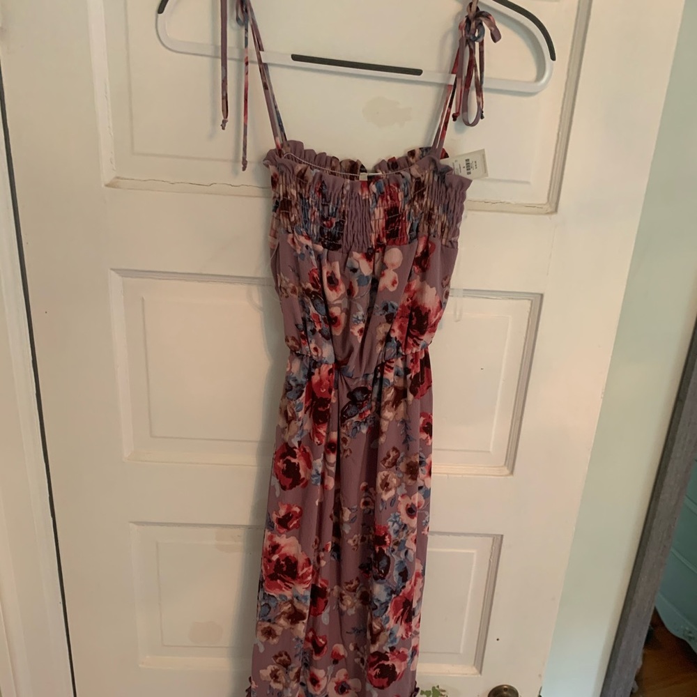 Long floral dress with tie straps